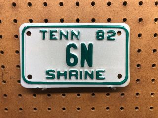 Tennessee Tn Odd License Plate Shriners Shrine Rare Low Single Digit 6 N 1982