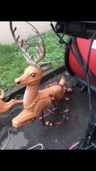 Poloron Sleigh And 9 Reindeer Blow Mold 12