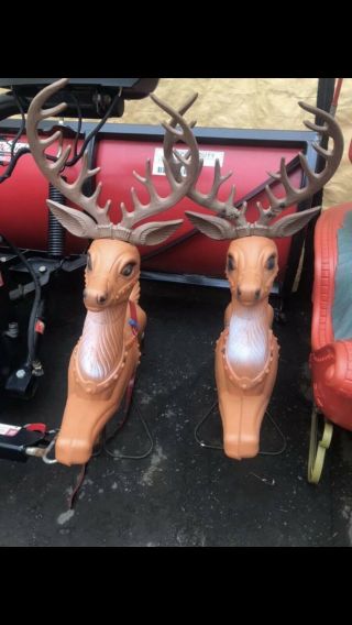 Poloron Sleigh And 9 Reindeer Blow Mold 5
