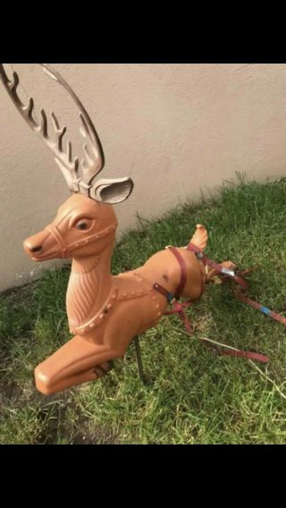 Poloron Sleigh And 9 Reindeer Blow Mold 8