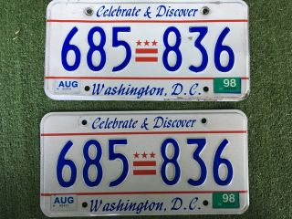 Set Of Vintage 1990s Washington Dc License Plates District Of Columbia