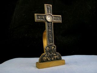 Antique Christian Catholic Reliquary Relic Seal Saint Vincent Crucifix Icon