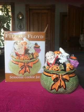 Fitz And Floyd Witch Hazel Dracula Ghosts Halloween Cookie Jar Rare