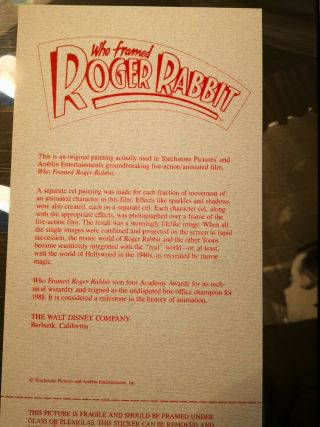 Disney Production Animation cel Who Framed Roger Rabbit Art cell 1988 5