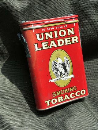 Vintage Union Leader Smoking Tobacco Pocket Tin,  Eagle - Cigarette Pipe Sh