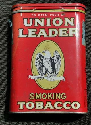 Vintage UNION LEADER Smoking Tobacco Pocket Tin,  Eagle - Cigarette Pipe SH 4