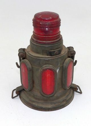 Road Flare Lantern 604 Mfd By The K - D Lamp Co.  Cincinnati Reflector Red Vintage
