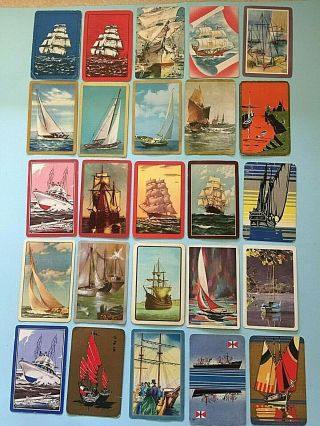 J.  25 X Vintage Playing Swap Cards Ships Boats Yachts Blank Backs Coles ?