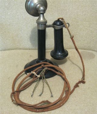 Antique STROMBERG - CARLSON CANDLESTICK TELEPHONE w/12 - SIDED EARPIECE CAP 4