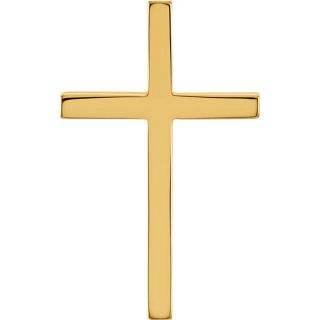 14kt Solid Yellow Gold Cross Pendant With Hidden Bail,  21.  7mm X 13.  5mm