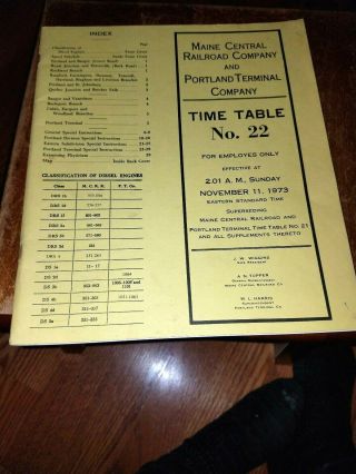 Maine Central Railroad Co & Portland Terminal Employees Time Table 22 - 1973