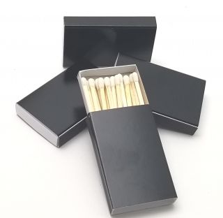 500 Plain Black Cover Wooden Match Boxes Matches (10 Boxes Of 50)