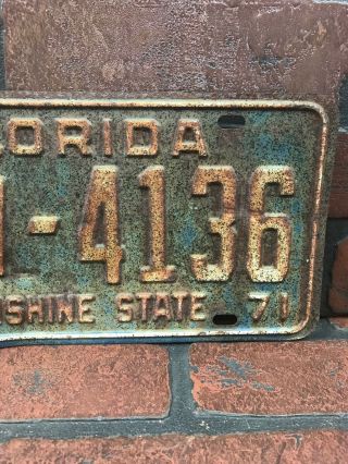 1970 70 1971 71 FLORIDA FL LICENSE PLATE 14w - 4136 TAG 3