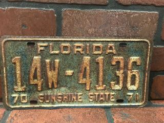 1970 70 1971 71 FLORIDA FL LICENSE PLATE 14w - 4136 TAG 5