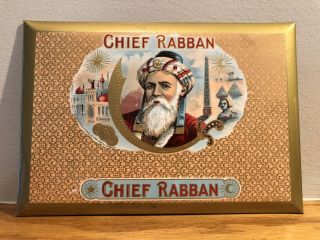 Chief Rabban Tobacco Advertising Cigar Lable Celluloid Over Cardboard Sign