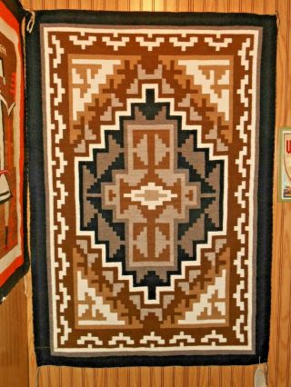 Navaho Navajo Rug/weaving.  Tightly Woven Two Grey Hills Area.  Excond
