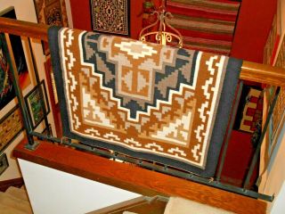 NAVAHO NAVAJO Rug/Weaving.  Tightly Woven Two Grey Hills Area.  ExCond 9