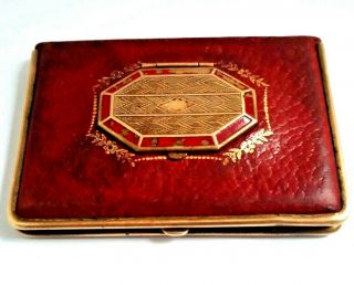 Vintage Art Deco Mondaine Triple Vanity Compact In Red Leather.  See