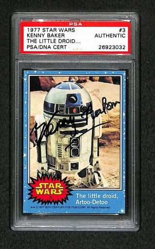 Kenny Baker R2 - D2 1977 Topps Star Wars Signed Autograph Auto Rookie Card Psa/dna