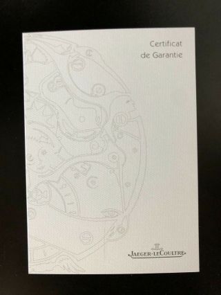Nos Authentic Jaeger Lecoultre Blank Certificate Document.