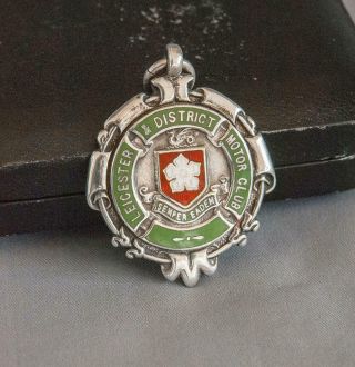 Vintage Leicester & District Motor Club Medal / Fob - Silver & Enamel - C.  1931