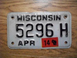Single Wisconsin License Plate - 2014 - 5296h - Motorcycle
