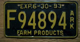 Single Arkansas License Plate - 1993 - F94894 - Farm Products