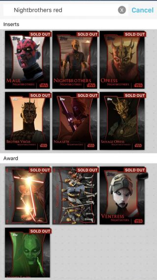 Topps Star Wars Card Trader Complete Red Nightbrothers Set 10 - Card Maul Asajj