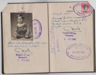 1945 British UK passport Commonwealth of Australia - Stamps from Malaya & China 4