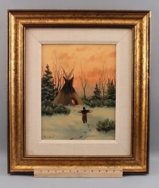 Heinie Hartwig Western Native American Encampment Oil Painting California Artist