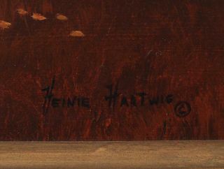 HEINIE HARTWIG Western Native American Indian Oil Painting,  California Artist 6