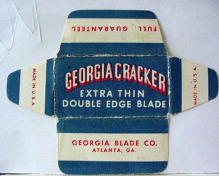 Vintage Very Rare Atlanta Ga Georgia Cracker Ex Thin De Safety Razor Blade