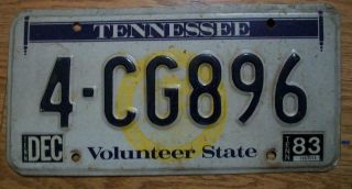 Single Tennessee License Plate - 1983 - 4 - Cg896 - Volunteer State