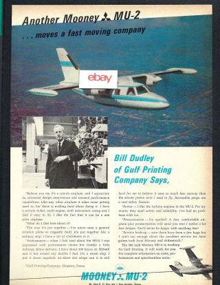 Mooney Aircraft Inc Kerrville,  Texas Mu - 2 1967 Gulf Printing Houston B.  Dudley Ad