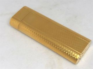 Auth CARTIER K18 Gold - Plated Checkered Pattern Oval Lighter Gold Briquet (2713) 2