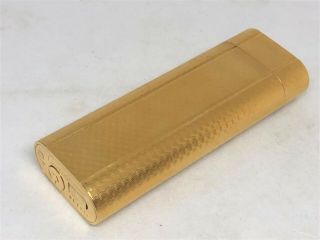 Auth CARTIER K18 Gold - Plated Checkered Pattern Oval Lighter Gold Briquet (2713) 3