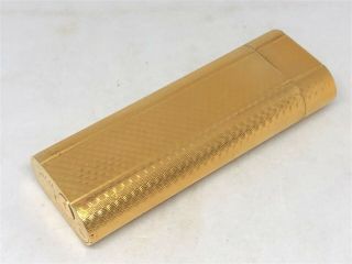 Auth CARTIER K18 Gold - Plated Checkered Pattern Oval Lighter Gold Briquet (2713) 5