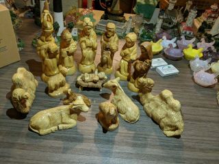 14 Pc Creche Christmas Nativity Animal Figurines Nativity Rare And Hande Carved