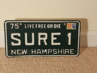 Great Vintage 1977 Hampshire Vanity License Plate Sure 1 Live Or Die 77
