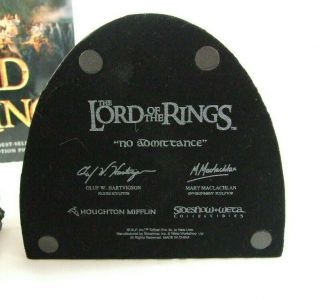 SIDESHOW WETA NO ADMITTANCE BOOKENDS/LORD OF THE RINGS/THE HOBBIT 5