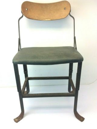 Industrial Steel Wood Back Folding Factory Style Small Stool Chair Military?