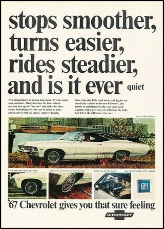 1967 Chevrolet Impala Sport Vintage Advertisement Print Art Car Ad J500