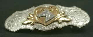 Comstock Silversmiths German Silver Ladies Belt Buckle Horse Heart Slim Line