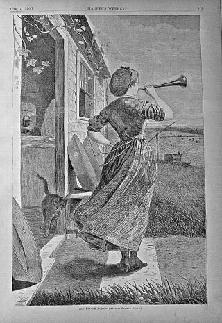 Winslow Homer " The Dinner Horn " Fine 1870 Harper 