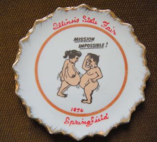 Illinois State Fair Collectible Plate 1976 Sringfield Cartoon Mission Impossible
