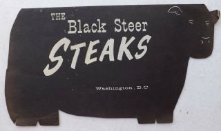 Vintage 1959 The Black Steer Restaurant Menu Washington Dc Steaks Nick & Dottie