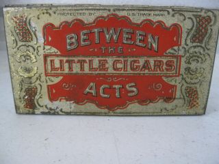 Vintage Between The Acts " Little Cigars " Tobacco Tin,  Great Colors,  Richmond Va