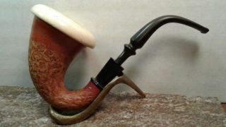 Calabash Rough Cut Gourd Meerschaum Bowl Sherlock Holmes Pipe 6