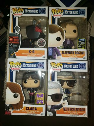 Funko Pop Doctor Who Set (12th Doctor Guitar,  Clara Oswald,  K - 9,  11th With Head)