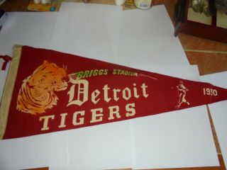 Vintage Felt Pennant - Michigan Detroit Tigers Briggs Stadium 1950